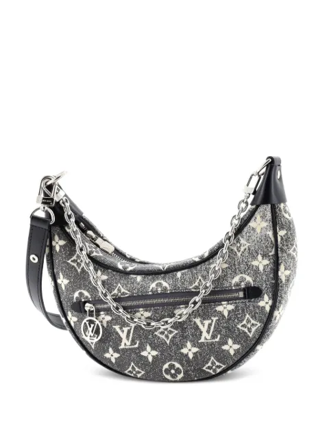 Louis Vuitton Pre-Owned Loop Handbag Monogram Jacquard Denim hobo bag Black 1EZX3ETJLJ38HAIU