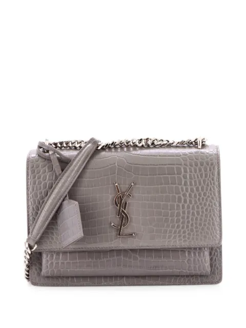 Saint Laurent Pre-Owned Sunset Crocodile Embossed Leather Medium crossbody bag Grey UPDTI3MK79R0Y9E9