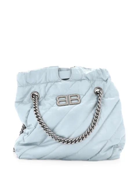 Balenciaga Pre-Owned Crush Chain Quilted Crushed Calfskin Small tote bag Blue CP7FGLKK1UZI088T