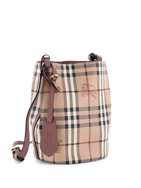 Burberry Pre-Owned Lorne Haymarket Coated Canvas Small bucket bag Pink 93FS6554AUGJRY2B