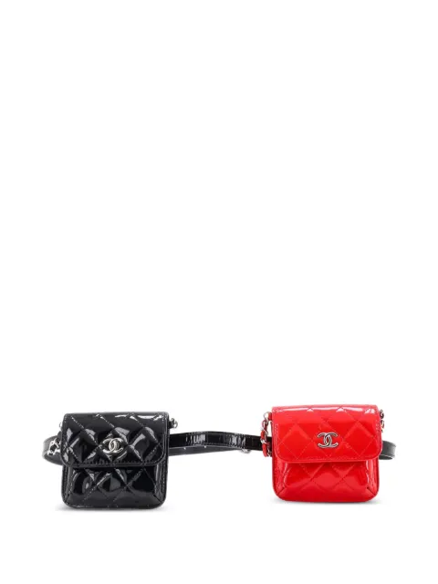 CHANEL Pre-Owned CC In Love Waist Bag Quilted Patent Mini belt bag Black 8TUN3KUZ9ISJMWOQ