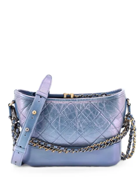 CHANEL Pre-Owned Gabrielle Hobo Quilted Iridescent Lambskin Small crossbody bag Blue 61KXTZ2C7GR2YU5S