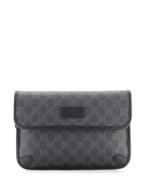 Gucci Pre-Owned Web Flap GG Coated Canvas belt bag Black 0J6VSMQQZUR56DKP