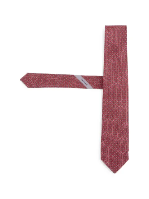 Ferragamo Gancini-pattern silk tie Red 350997004