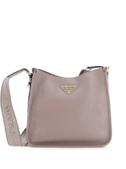 Prada Pre-Owned Logo Strap Leather Medium hobo bag Grey TQ20XY0HZKKZB70B