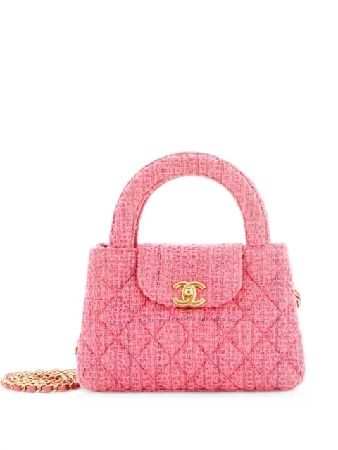 CHANEL Pre-Owned Kelly Top Handle Shopping Bag Quilted Tweed Mini satchel Pink DGM8F33R4BZBDH29