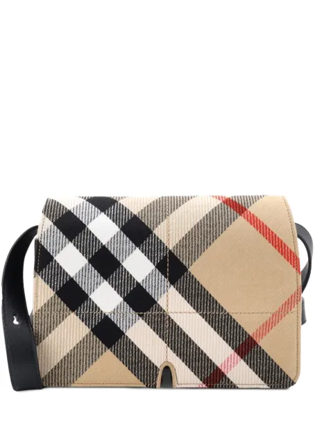 Burberry Pre-Owned Snip Shoulder Bag Check Jacquard with Leather crossbody bag Brown PWA7UJMEJZ9G7D7H