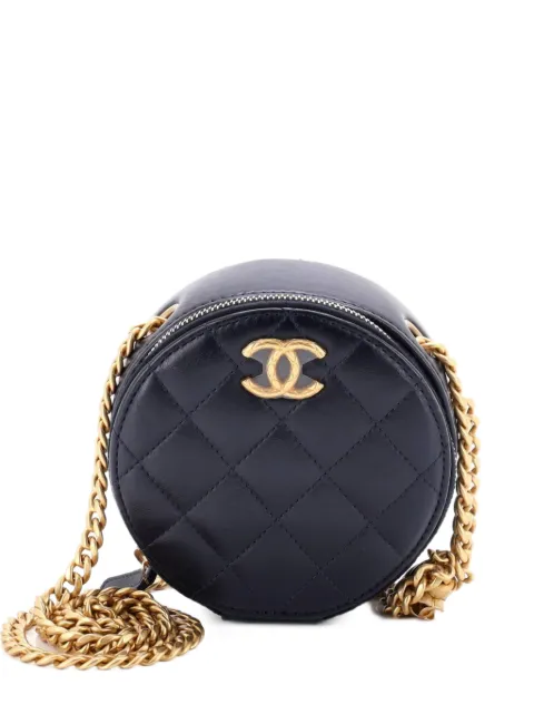 CHANEL Pre-Owned All Slide Long Round Clutch with Chain Quilted Lambskin crossbody bag Blue OWZ40OYS3EX9BZ4P