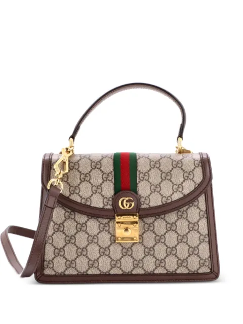 Gucci Pre-Owned Ophidia Flap Top Handle Bag GG Coated Canvas Small satchel Brown C73HL9BL590LX9J3