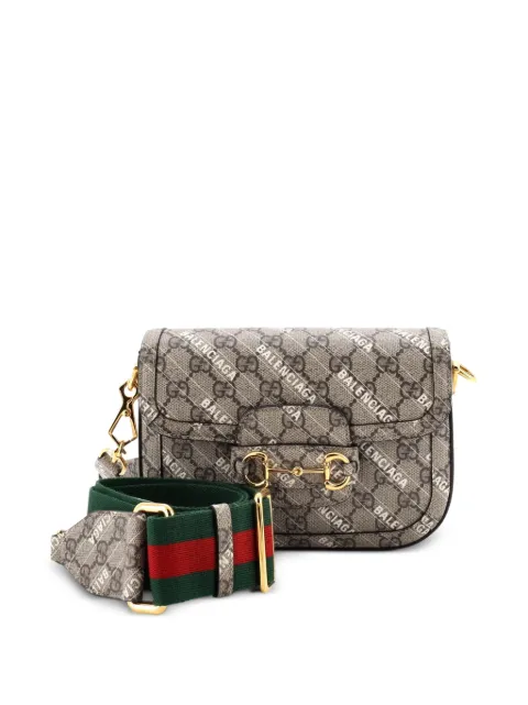 Gucci Pre-Owned x Balenciaga The Hacker Project Horsebit 1955 GG Coated Canvas Mini shoulder bag Brown 71GZLZMV2OZDBWGM
