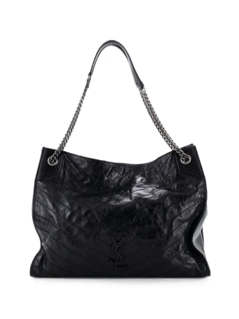 Saint Laurent Pre-Owned Niki Shopping Tote Matelasse Chevron Leather Large shoulder bag Black 9GDS9KGK3O1Y82BL
