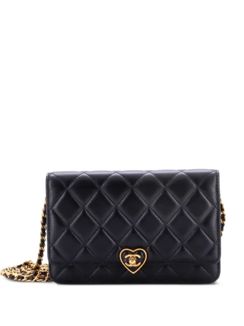 CHANEL Pre-Owned Coco Love CC Heart Wallet on Chain Quilted Lambskin crossbody bag Black HPOLVXI6YCIFXZKD