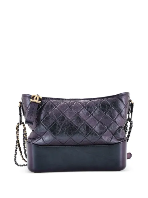 CHANEL Pre-Owned Gabrielle Quilted Iridescent Aged Calfskin Medium hobo bag Black HA0KEMJW03TJ8QYD