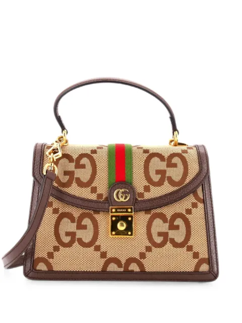 Gucci Pre-Owned Ophidia Flap Top Handle Bag Jumbo GG Canvas Small crossbody bag Brown YKZUQAQ3AU1RSW0K