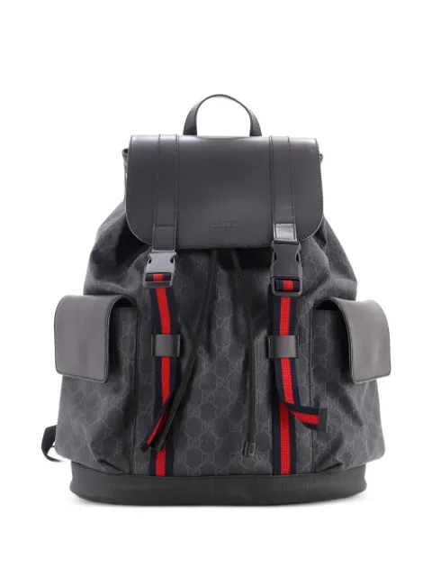 Gucci Pre-Owned Double Pocket Buckle GG Coated Canvas Large backpack Black YD863YGFPRJPD5V5