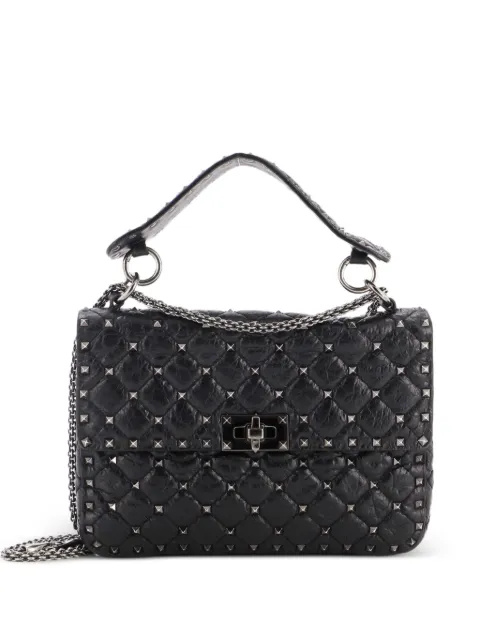Valentino Garavani Pre-Owned Rockstud Spike Flap Bag Crystal Embellished Quilted Leather Medium shoulder bag Black XOTXS96KLTPXOZ18