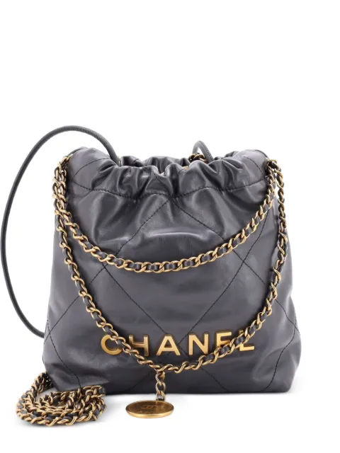 CHANEL Pre-Owned 22 Chain Hobo Quilted Calfskin Mini crossbody bag Grey FYF4OO905V6SAWVI