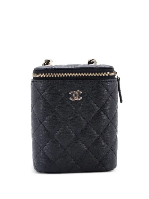 CHANEL Pre-Owned Vertical Classic Vanity Case with Chain Quilted Caviar Small shoulder bag Black 2TZIREVANQHYNVCJ