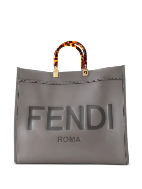 Fendi Pre-Owned Sunshine Shopper Leather Large tote bag Green 09B76EF63S2PWP0F