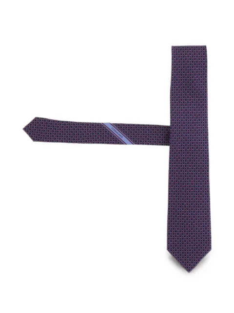 Ferragamo Gancini-print silk tie Blue 351445