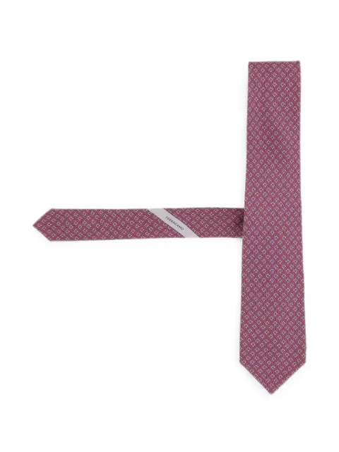Ferragamo Gancini-pattern silk tie Red 350950004