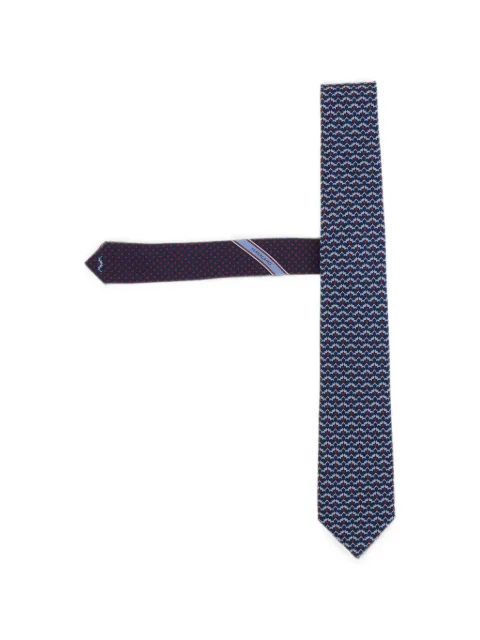 Ferragamo geometric-pattern silk tie Blue 351389001