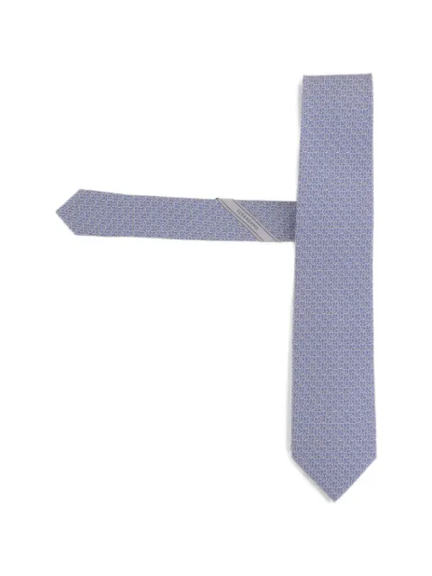 Ferragamo Gancini-print silk tie Blue 351441003