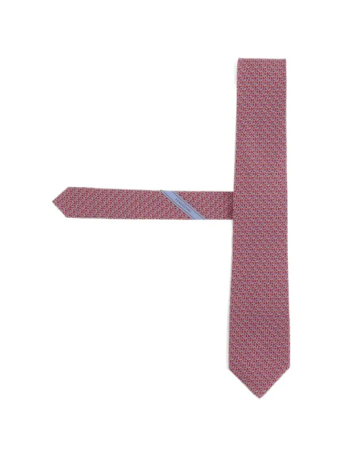 Ferragamo Gancini links print silk tie Red 351441004
