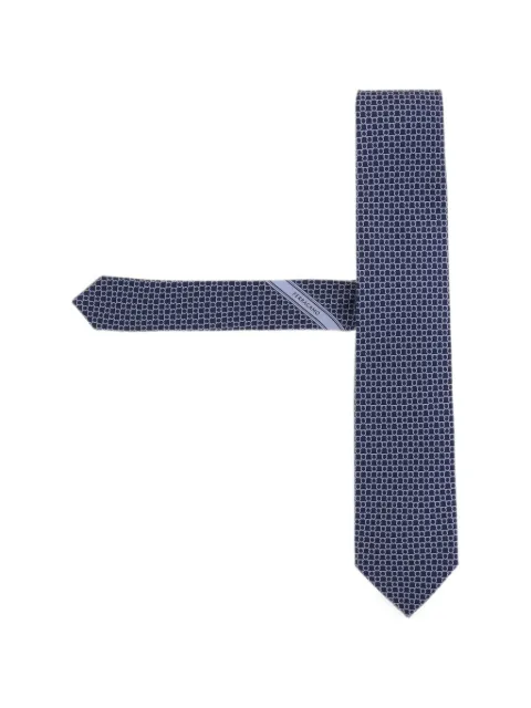 Ferragamo Gancini-pattern silk tie Blue 351445002
