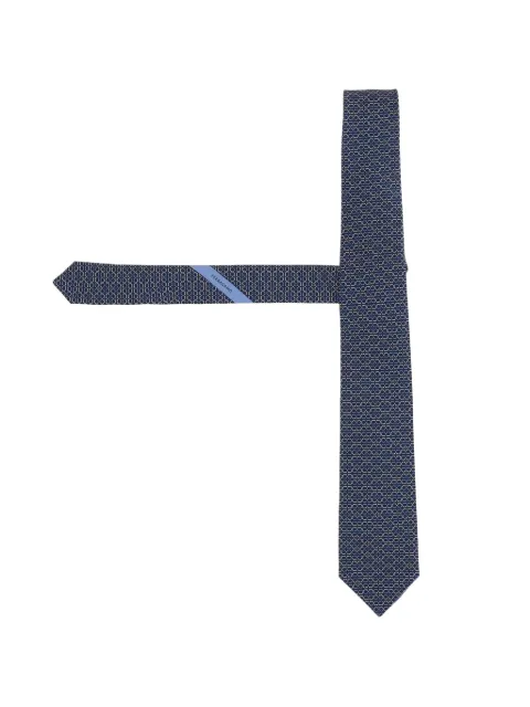 Ferragamo Gancini print silk tie Blue 778440