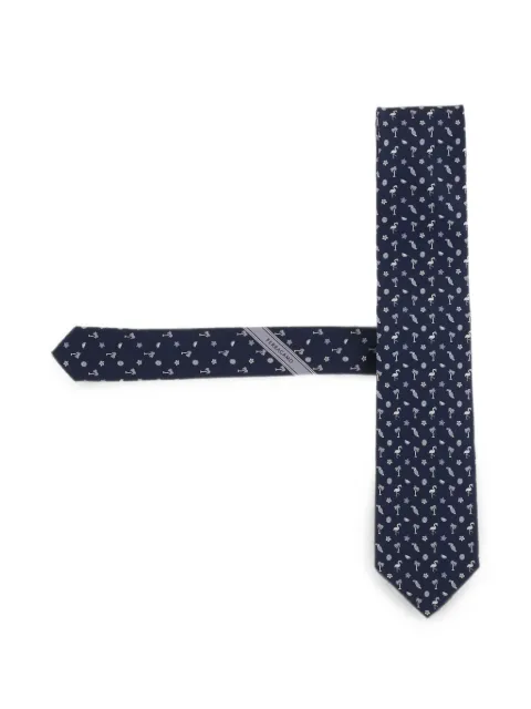 Ferragamo tropical-pattern silk tie Blue 351440001