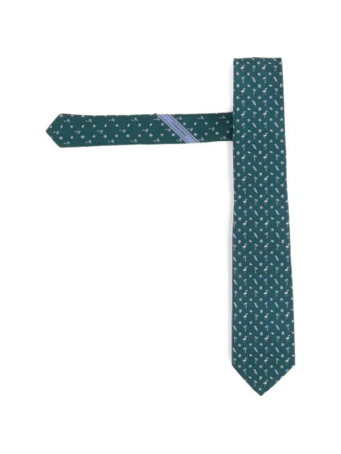Ferragamo patterned silk tie Green 351440006