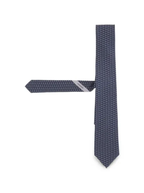 Ferragamo Gancini-pattern silk tie Blue 351217001