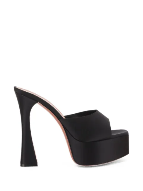 Amina Muaddi Dalida 140 plateau satin slippers Black DALIDASLIPPER140