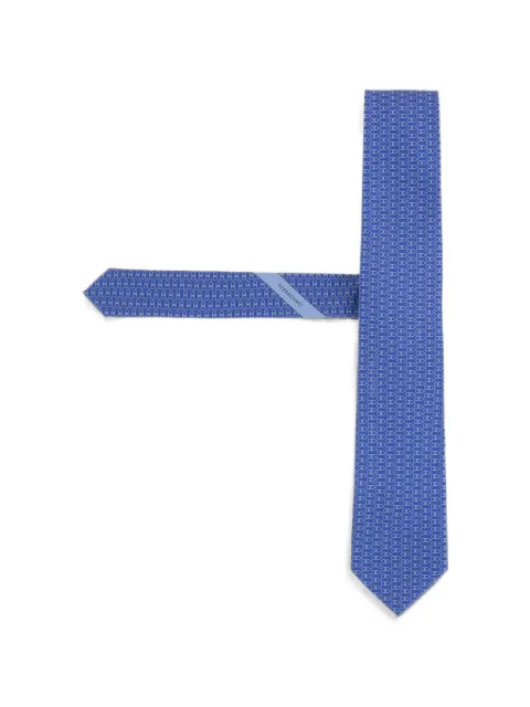 Ferragamo Gancini-print silk tie Blue 351217003