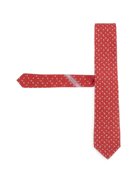 Ferragamo flamingo-print silk tie Red 351440004