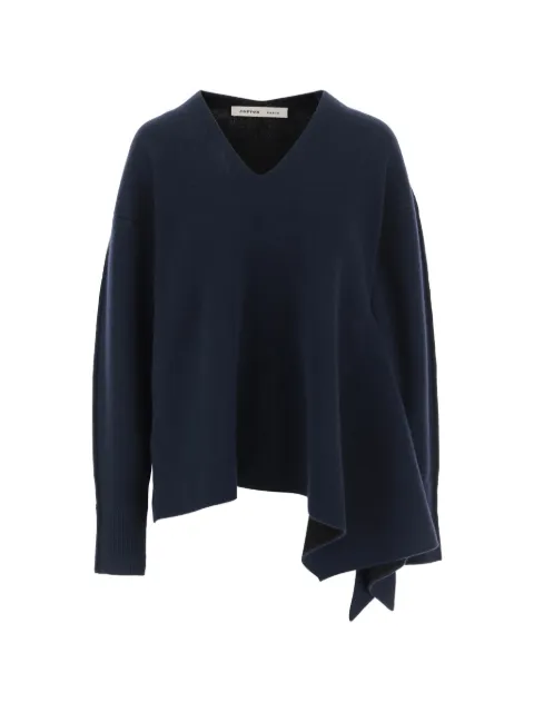 Carven asymmetric V-neck sweater Blue 6262K21174MIDNIGHTBLACK
