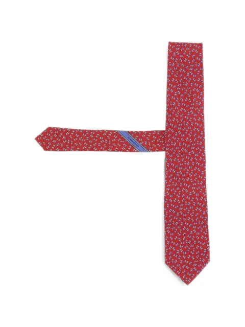 Ferragamo graphic-pattern silk tie Red 351434004