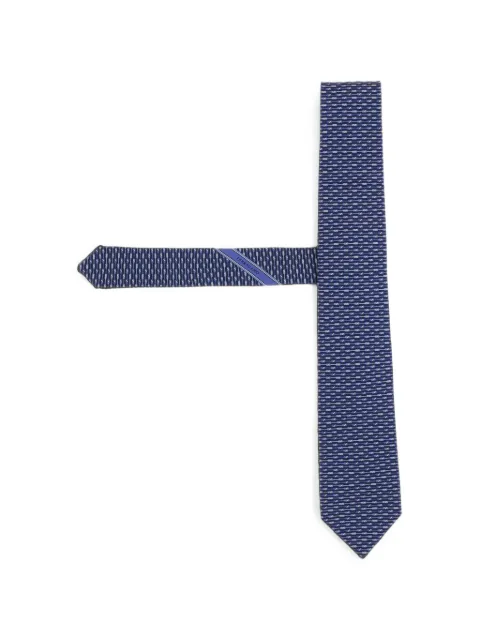 Ferragamo geometric-print silk tie Blue 351436001