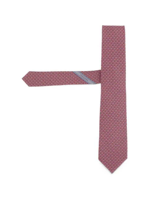 Ferragamo Gancini links print silk tie Red 351446004