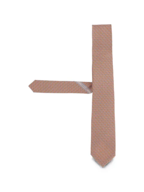 Ferragamo Gancini links print silk tie Orange 351441006