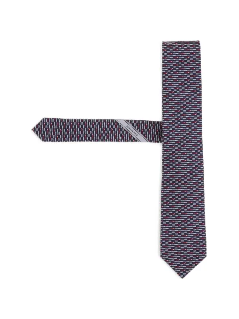 Ferragamo geometric-print silk tie Blue 351436002