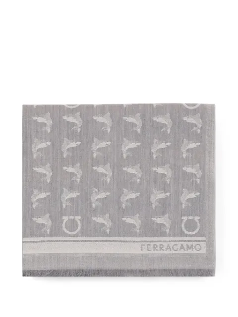 Ferragamo Shark print jacquard scarf Grey 520184001