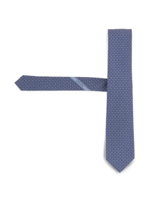 Ferragamo Gancini links print silk tie Blue 351446002