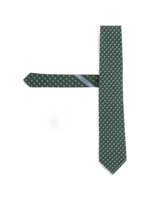 Ferragamo shark print silk tie Green 351444006
