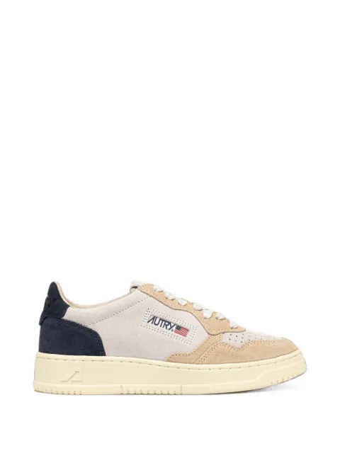 Autry Medalist Low tricolor sneakers in suede color white sand and blue space Neutrals AULMTSTRICSUEDE