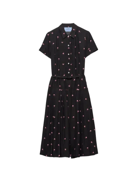 Prada floral-print washed silk dress Black P3T53HSOOO1QEM