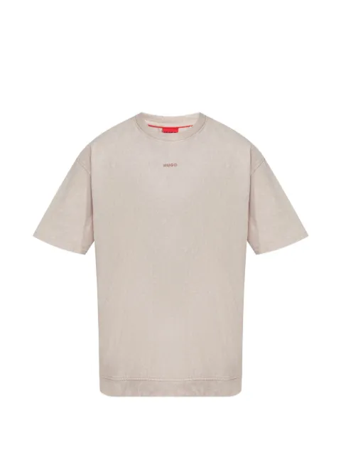 HUGO acid-wash logo-patch T-shirt Neutrals 50505313