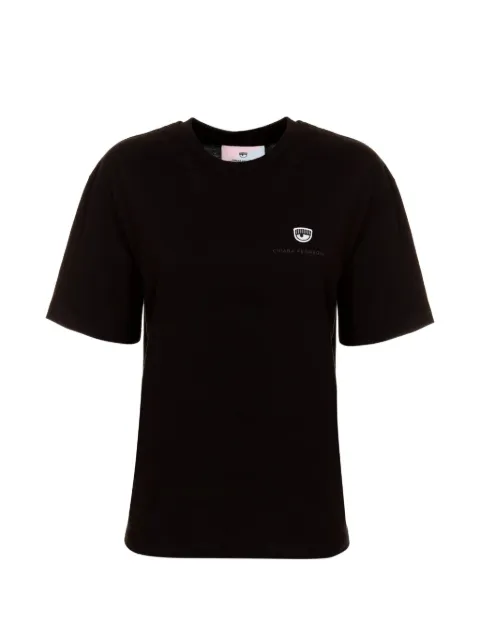 Chiara Ferragni logo-embroidered T-shirt Black 77CBHT04CJT04