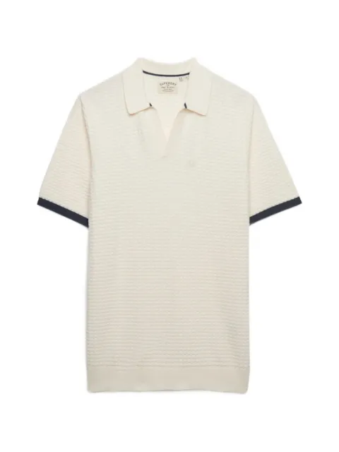 Superdry Johnny Collar knitted polo shirt Neutrals M1110459AH5E